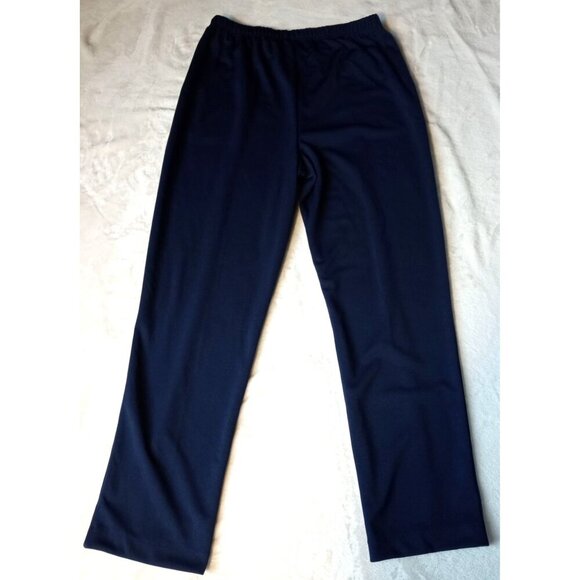 Blair Womens Pleated Straight Leg Pull On Pants Navy Blue Elastic Waist … - Picture 11 of 11